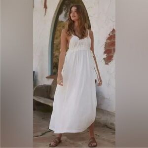 Free People Midi Backless Halter White Dress